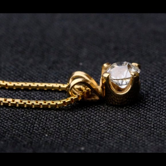 European-Cut Diamond Pendant on 14k Gold Chain - Picture 8 of 12